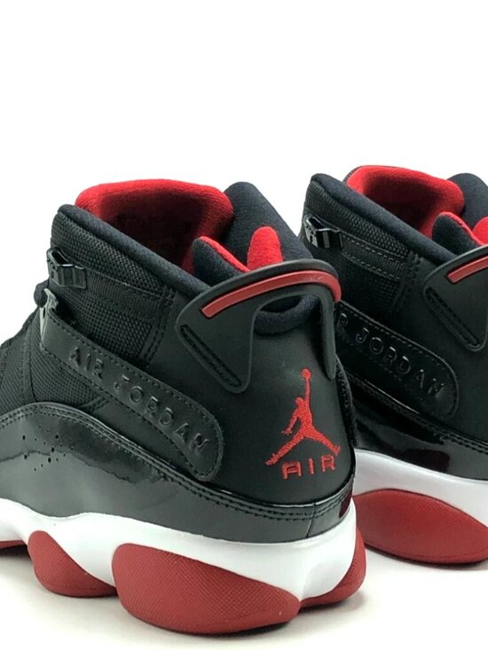 Men NIKE Air Jordan 6 RINGS \'BRED\' Basketball Shoes - Black Red 322992-062 main image 11